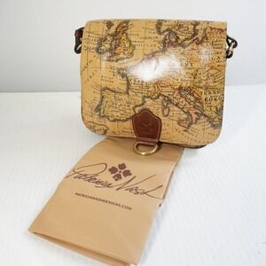 Patricia Nash Crossbody Bag Ilina European Map Print Leather Crossbody Purse NEW